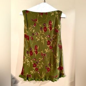 GARNET HILL FLORAL 100% SILK PULL ON SKIRT